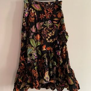 H&M Patterned Ruffled Midi Skirt